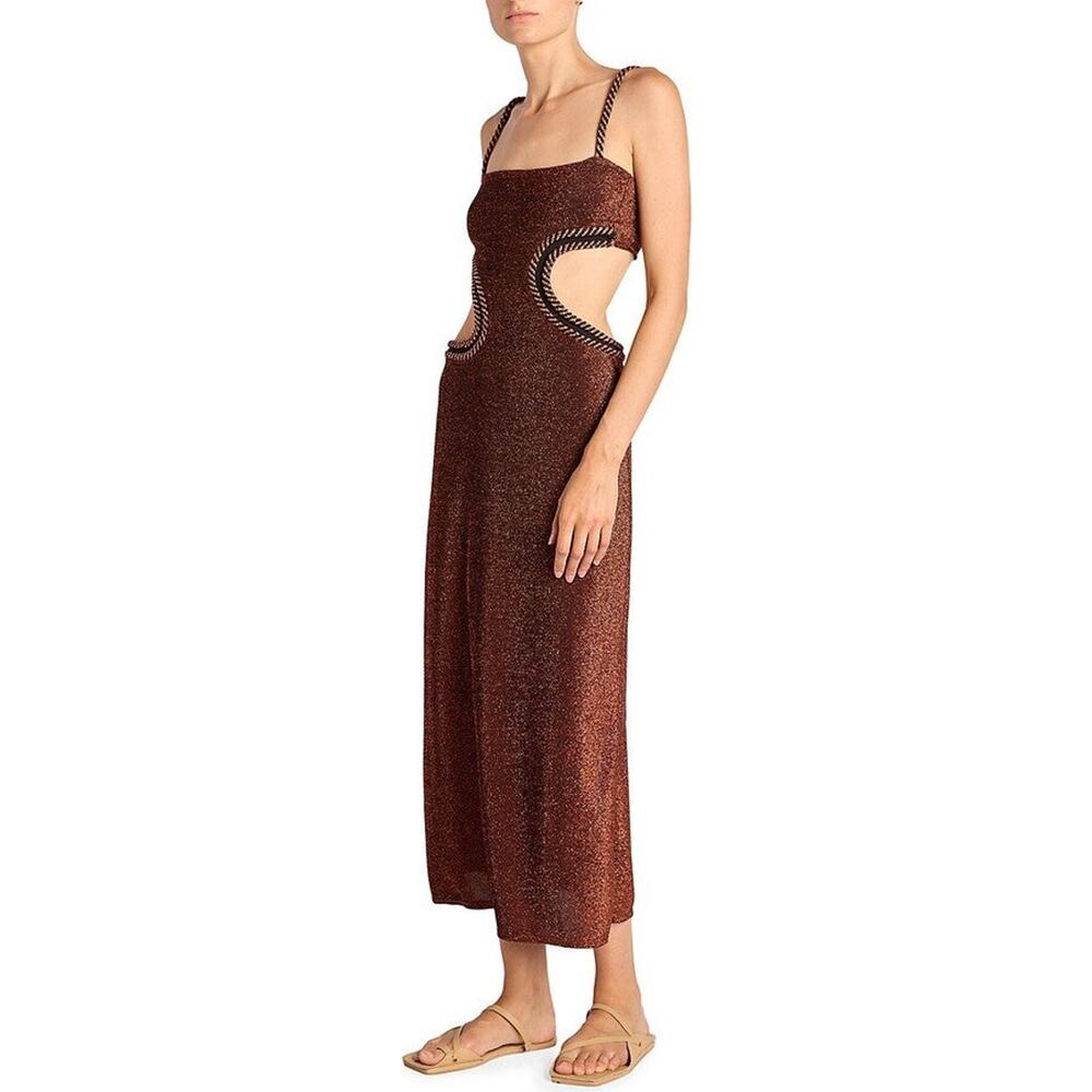 Johanna Ortiz Fabulous Festival Midi Dress - XS Bronze Metallic Cut Out - Picture 3 of 6